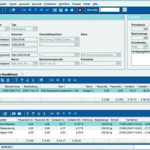Screenshot Angebotskalkulation in ERP-Software für Oberflächenveredelung