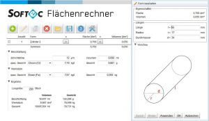 Screenshot Softec Flächenrechner